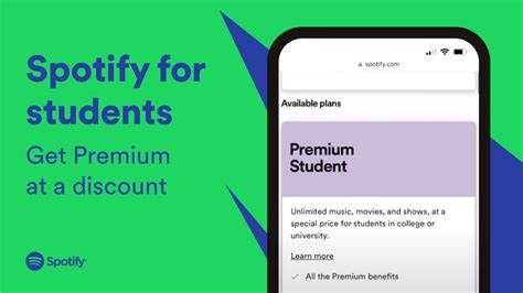Spotify premium for students - Students get Premium free for 1 month. Only USD 1.49/month after. Cancel anytime. Offer available only to students at an accredited higher education institution. Offer not available to users who already tried Premium. Spotify Student Discount Offer Terms and conditions apply. Unlimited ad-free music listening and more.